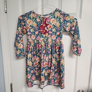 Floral Kids Dress with Button Detail